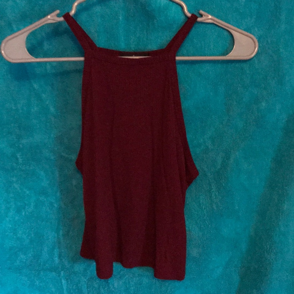 Burgundy crop top with spaghetti straps
